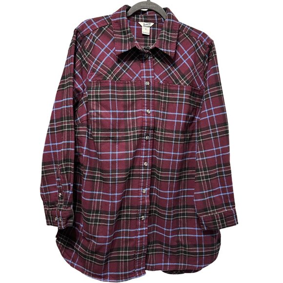 Duluth women’s size 1X heavy purple plaid button front long sleeve shirt - Picture 1 of 6